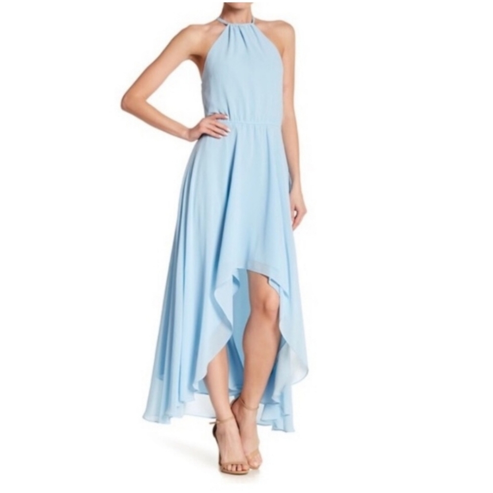 Haute Hippie Sky Blue Chiffon Hi Low Dress